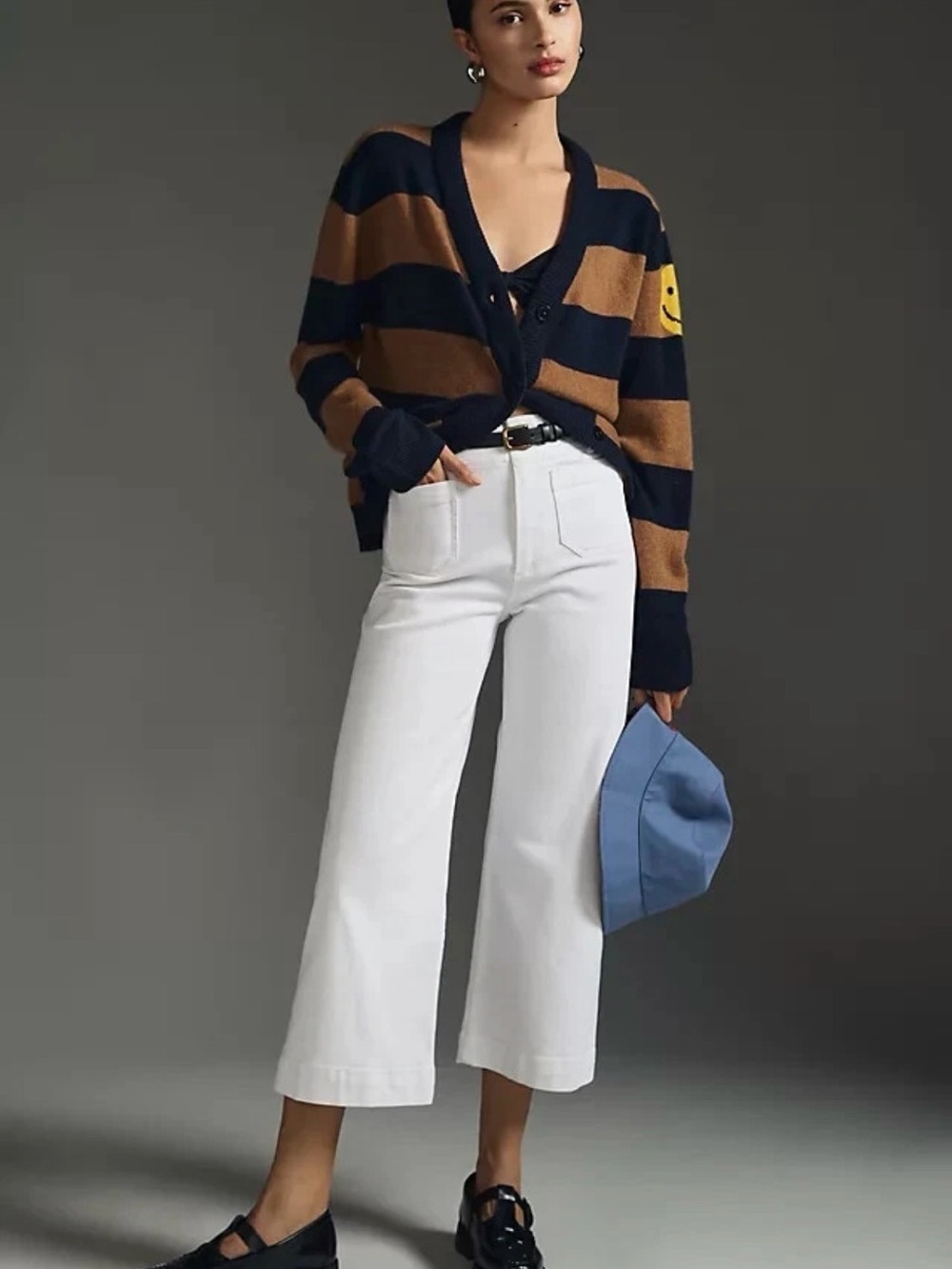 Pilcro Anthropologie The Skipper Crop High Rise Wide Leg Jeans White 25